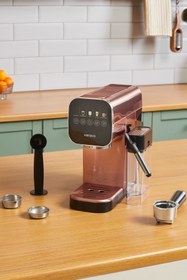 Resim Karaca Mycaffee Barista S20 Entegre Süt Hazneli Otomatik Espresso ve Latte Makinesi Copper 