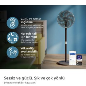 Resim Philips Güçlü ve Ultra 3000 Serisi Sessiz Vantilatör, CX3550/01 Ayaklı Vantilatör 