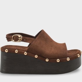 Resim Capone Outfitters Alyce Süet Trok Detaylı Dolgu Topuk Günlük Kadın Terlik 