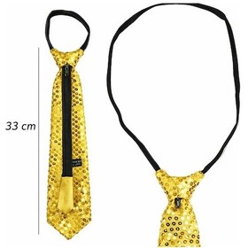 Resim Altın Renk Pul Payetli Işıltılı Parti Kravatı 33 Cm - Mydr-763808 