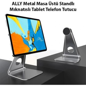 Resim Ally Metal Masa Üstü Standlı Mıknatıslı Tablet Telefon Tutucu 