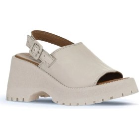 Resim Bueno Shoes Krem Deri Kadın Dolgu Topuklu Sandalet 01WY12601 01WY12601 