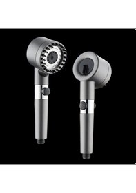 Resim Tg Tek-iş Global Turbo Fanlı Yüksek Basınçlı Duş Başlığı Stop Tuşlu Su Tasarruflu Pervaneli El Duşu Mat Gri Mat Gri 