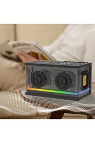 Resim Lenyes S839 Rgb Işıklı Taşınabilir Tws Bluetooth Hoparlör V5.2 Siyah 