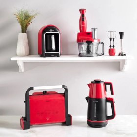 Resim Karaca Gurme Premium Elektrikli Çeyiz Seti Cranberry Renkli Çelik Mutfak Aletleri 