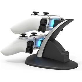 Resim Iplay Ps5 Oyunu Kablosuz Denetleyici Çift Tabanlı Şarj Kolu Yerleştirme Braketi Şarj Tabanı Siyah 