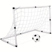 Resim 2 Adet Büyük Boy 92cm Futbol Kaleleri - Taşınabilir, Dayanıklı PP Plastik, İç ve Dış Mekan Sporları, Ev Kullanımı İçin İdeal - Beyaz Siyah Vurgularla, Futbol Topu ve Aksesuarları Dahil 