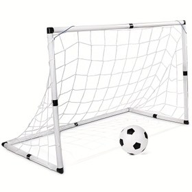 Resim 2 Adet Büyük Boy 92cm Futbol Kaleleri - Taşınabilir, Dayanıklı PP Plastik, İç ve Dış Mekan Sporları, Ev Kullanımı İçin İdeal - Beyaz Siyah Vurgularla, Futbol Topu ve Aksesuarları Dahil 