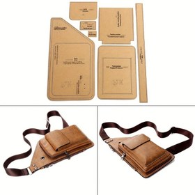 Resim DIY Omuz ve Göğüs Çantası Seti, Kraft Kahverengi Kağıt ile El Yapımı Tasarım Şablonu, Yaratıcı Omuz Çantası ve Göğüs Çantası Modelleri, Özel Tasarım için El Sanatları Malzemeleri, DIY Cüzdan Yapımı 