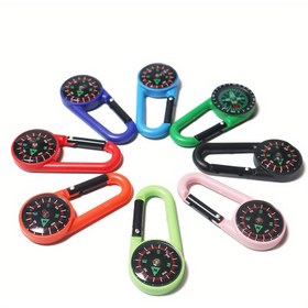 Resim 8 parça renkli küçük anahtarlık pusula seti, mini toplu cep pusulası, yürüyüş kamp partisi 