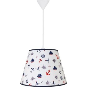 Resim Şenay Aydınlatma Çocuk Odası Konik Kumaş Avize Sarkıt-Beyaz Gemici Çapa 