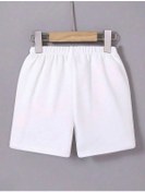 Resim Kadın Beli Lastikli Mini Düz Şort - Beyaz Siyah 