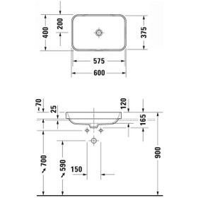 Resim Duravit - Happy D.2 Plus 60 Cm Lavabo İç Beyaz Dış Siyah - 2359606100- Siyah-beyaz 
