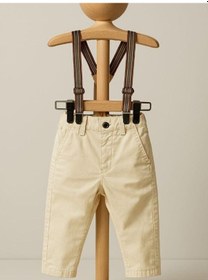 Resim Erkek Bebek Askılı Pantolon-15710 Krem 
