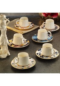 Resim Sandro Moreno 1453 Potpuri Double Geometrik Gold 12 Parça 6 Kişilik Kahve Fincan Takımı 120 Ml Çok Renkli 