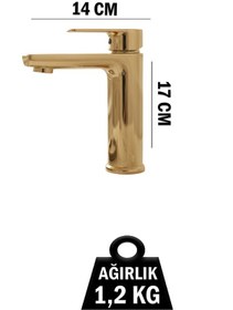 Resim 5512-1 Lavabo Bataryası Sabit Banyo Lavabosu Musluğu Musluk Armatür Beyaz Siyah Gold Krom Renkler Gold 