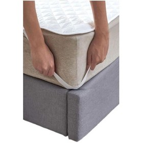 Resim Bebesi Kapitoneli Sıvı Geçirmez Alez 100x200 Cm Tek Kişilik Köşe Lastikli Beyaz 