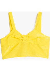 Resim Koton Crop Üst Askılı Dokulu Önden Bağlamalı Parlak Sarı 3skg60045aw 3SKG60045AW161 Sarı 