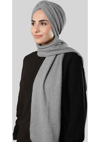 Resim Hürrem Bone Gri Kışlık Kendinden Atkılı Peluş Tesettür Bone Jakar Düz 2329 15 Gri 