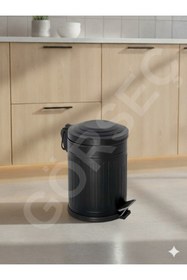 Resim GörSeç 12 Litre Siyah Vintage Çöp Kovası Mutfak Çöp Kovası amortisörlü Banyo Çöp Kovası yavaş kapak 35*25 