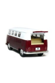 Resim craftivio 1:32 Ölçek Metal Çek Bırak Nostaljik Volkswagen T1 Minibüs Vosvos Oyuncak Araba - Bordo (13 cm) 