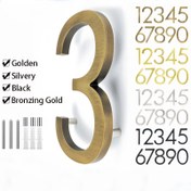 Resim 1 adet Modern 5-İnç Çinko Alaşımlı Yüzen Ev Numarası - Duvar Montajı, Pilsiz, Elektriksiz - Ev, Ofis, Kapı, Açık Adres Tabelası Siyah, Altın, Bronz, Gümüş renk seçenekleriyle. 