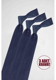 Resim Tudors 3'lü Paket Düz İnce Lacivert Erkek Kravat-33292 Lacivert 