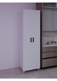 Resim 8 Raflı 2 Kapaklı 16r Mutfak Dolabı Banyo Dolabı Çok Amaçlı Dolap Beyaz Beyaz 