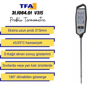 Resim Sevgift Tfa 31.1064.01 V315 Yüksek Hassasiyetli Problu Termometre 0.05°c 