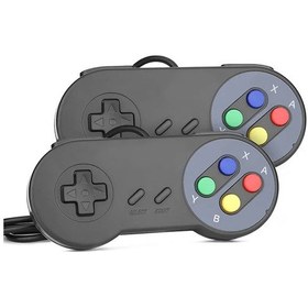 Resim 2 Adet Siyah Kablolu Usb Gamepad Denetleyicisi Pc Dizüstü Windows 7/8/10 Snes Retro Usb Joystick Joypad Mac Os X Raspberry Pi Retropie 