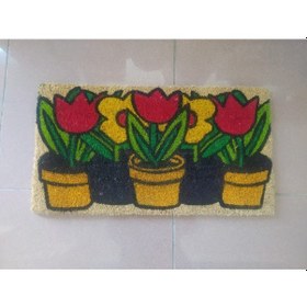 Resim Çiçekli Kapı Önü Paspası Ko ko Pvc Tabanlı Paspas 33*60 Cm 