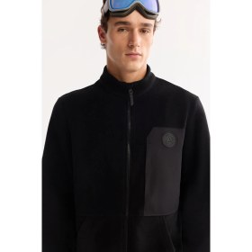 Resim AVVA Erkek Siyah Dik Yaka Fermuarlı Soft Touch Polar Regular Fit Sweatshirt A52Y1207 