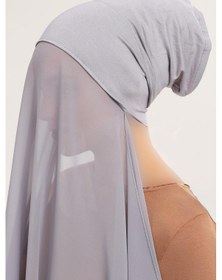 Resim Hazır Pratik Lüks Boru Boneli Şifon Şal Gri 