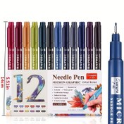 Resim 12 Renk Mikron Çıkarılabilir Kalem - Ekstra İnce 0.5Mm/0.5cm Uç, Su Geçirmez, Hızlı Kuruyan Mürekkep, Toksik Olmayan, Kolay Tutuşlu - Öğrenciler ve Sanatçılar için Uygun 
