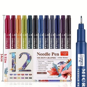 Resim 12 Renk Mikron Çıkarılabilir Kalem - Ekstra İnce 0.5Mm/0.5cm Uç, Su Geçirmez, Hızlı Kuruyan Mürekkep, Toksik Olmayan, Kolay Tutuşlu - Öğrenciler ve Sanatçılar için Uygun 