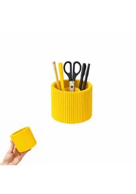 Resim Özel 3d Baskı Ayrılabilir 4 Bölmeli Kalemlik Masa Vb. Kalemliği Çapı: 8,5 Cm X Yükseklik: 8 Cm Sarı 