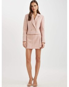 Resim DeFacto Yüksek Bel Desenli Tweed Şort Etek C5751AX24SMPN320 Pembe 