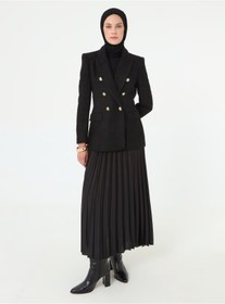 Resim Refka Yüksel Bel Piliseli Uzun Etek - Siyah - 
