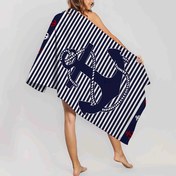 Resim 1 adet Deniz Kili Plaj Havlusu, Modern Deniz Kili ve Çizgiler Mikrofiber Plaj Havlusu, 1 adet, Polyester, Makinede Yıkanabilir, Örgü Kumaş, Karikatür Tema, Yüksek Renk Dayanıklılığı, 250gsm, Yüzme, Spor, Plaj, Kamp, Spor Salonu, Dalış, Sörf için 