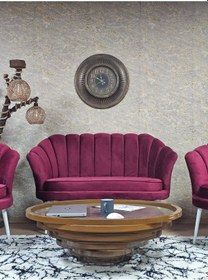 Resim Zafir İstiridye Takım Beyaz Boyalı Sivriltme Ayak Çay Seti Koltuk Takımı Bordo 