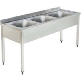 Resim Pimak Üç Evyeli Taban Rafsız Tezgah180 X 60 X 85 Cm 