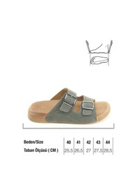 Resim Gezer Erkek Yazlık Suni Deri İki Toka Ayarlanabilir Rahat Taban Günlük Terlik Haki 