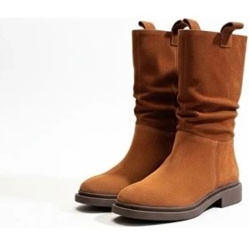 Resim Ne&Ve Shoes Süet Hakiki Deri Körüklü Rahat Kadın Günlük Çizme 