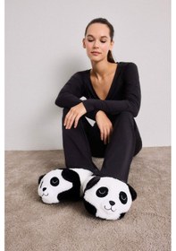Resim Defacto Kadın Panda Temalı Düz Taban Panduf C8509ax25wnwt55 Beyaz-wt55 