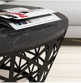 Resim Variant Stil Metal Mermer Desenli Orta Sehpa - Siyah Mermer 