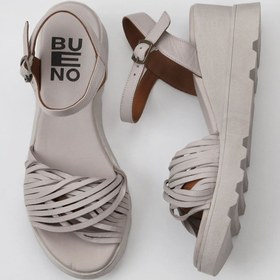 Resim Bueno Shoes Gri Deri Kadın Dolgu Topuklu Sandalet 01wy8609 