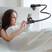 Resim Esnek 360° Dönebilen Telefon Tutucu, Ayarlanabilir Uzun Kol Yatak Standı & Masa Montaj Kelepçesi, 13.97cm'ye Kadar Akıllı Telefonlar İçin Evrensel Uyum, Sağlam Tutuşlu Çok Fonksiyonlu Tembel Braket - 1 adet 