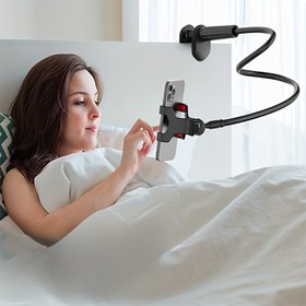 Resim Esnek 360° Dönebilen Telefon Tutucu, Ayarlanabilir Uzun Kol Yatak Standı & Masa Montaj Kelepçesi, 13.97cm'ye Kadar Akıllı Telefonlar İçin Evrensel Uyum, Sağlam Tutuşlu Çok Fonksiyonlu Tembel Braket - 1 adet 