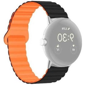 Resim Qyouth Yedek Watch Siyah/turuncu Silikon Canlı Pixel Manyetik Kayış Google Çift Band 20mm 2/pixel - Jb 