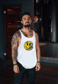 Resim Freeyez Smile Face Smoke Gym Fitness Tank Top Sporcu Atleti 